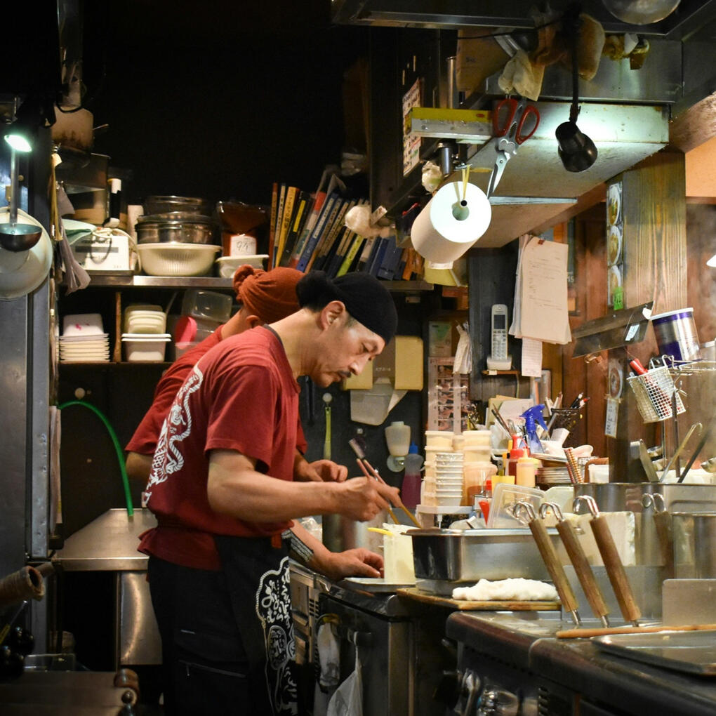 cooking in a small restaurant